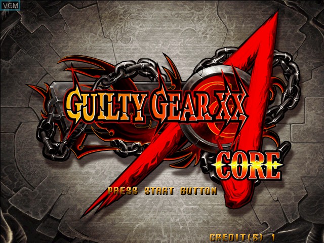 Image de l'ecran titre du jeu Guilty Gear XX Accent Core sur Naomi
