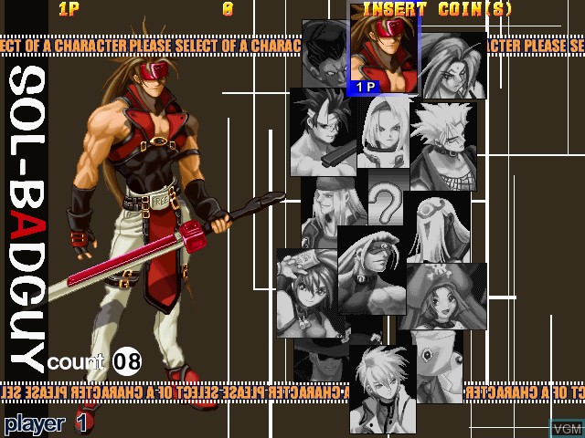 Image du menu du jeu Guilty Gear X sur Naomi