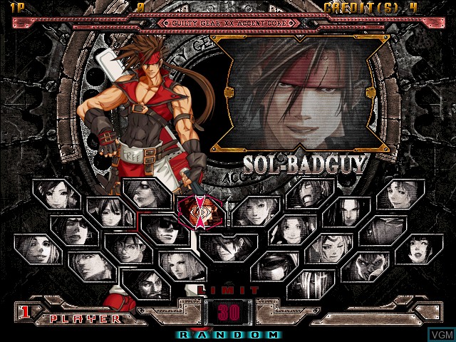 Image du menu du jeu Guilty Gear XX Accent Core sur Naomi