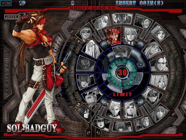 Image du menu du jeu Guilty Gear XX Slash sur Naomi