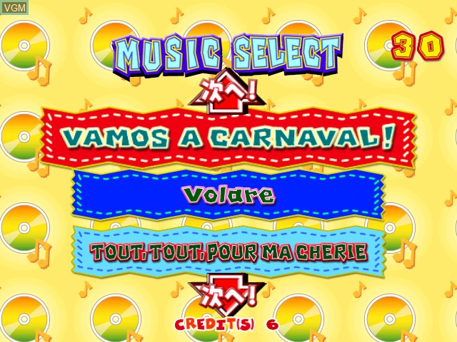 Image du menu du jeu Samba de Amigo ver.2000 sur Naomi