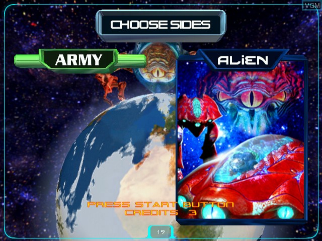 Image du menu du jeu Alien Front sur Naomi