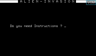 Image de l'ecran titre du jeu Alien Invasion sur Nascom