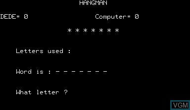 Image in-game du jeu Hangman sur Nascom