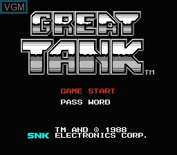 Image de l'ecran titre du jeu Great Tank sur Nintendo NES