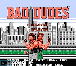Image de l'ecran titre du jeu Bad Dudes sur Nintendo NES