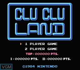 Image de l'ecran titre du jeu Clu Clu Land sur Nintendo NES