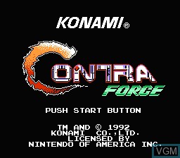 Image de l'ecran titre du jeu Contra Force sur Nintendo NES