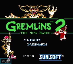 Image de l'ecran titre du jeu Gremlins 2 - The New Batch sur Nintendo NES