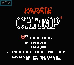 Image de l'ecran titre du jeu Karate Champ sur Nintendo NES