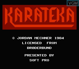 Image de l'ecran titre du jeu Karateka sur Nintendo NES