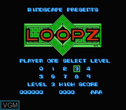 Image de l'ecran titre du jeu Loopz sur Nintendo NES