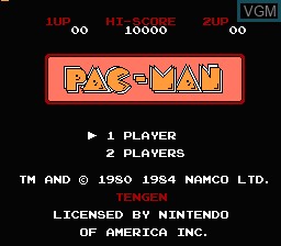 Image de l'ecran titre du jeu Pac-Man sur Nintendo NES