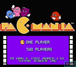 Image de l'ecran titre du jeu Pac-Mania sur Nintendo NES