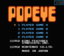 Image de l'ecran titre du jeu Popeye sur Nintendo NES