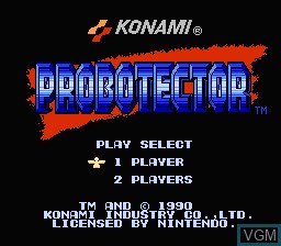 Image de l'ecran titre du jeu Probotector sur Nintendo NES