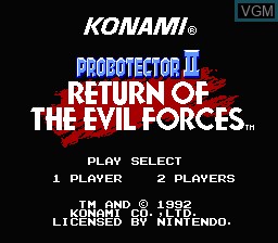 Image de l'ecran titre du jeu Probotector II - Return of the Evil Forces sur Nintendo NES
