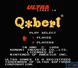 Image de l'ecran titre du jeu Q*bert sur Nintendo NES