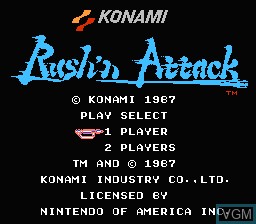 Image de l'ecran titre du jeu Rush'n Attack sur Nintendo NES