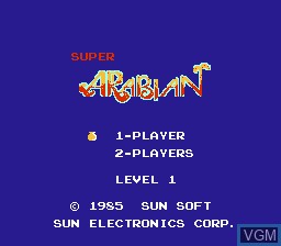 Image de l'ecran titre du jeu Super Arabian sur Nintendo NES