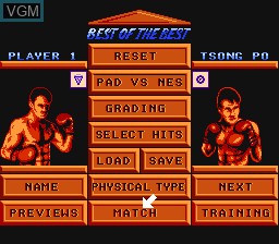 Image du menu du jeu Best of the Best - Championship Karate sur Nintendo NES