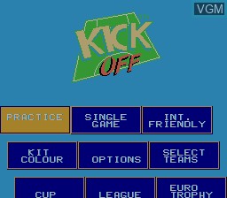 Image du menu du jeu Kick Off sur Nintendo NES