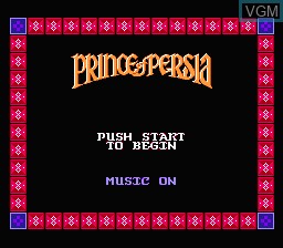 Image du menu du jeu Prince of Persia sur Nintendo NES
