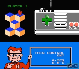 Image du menu du jeu Q*bert sur Nintendo NES