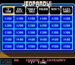 Image in-game du jeu Jeopardy! 25th Anniversary Edition sur Nintendo NES