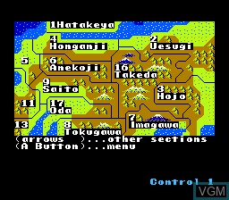 Image in-game du jeu Nobunaga's Ambition sur Nintendo NES