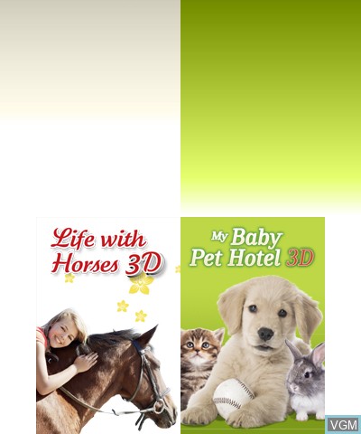 Image de l'ecran titre du jeu 2 in 1 - Life with Horses 3D + My Baby Pet Hotel 3D sur Nintendo 3DS