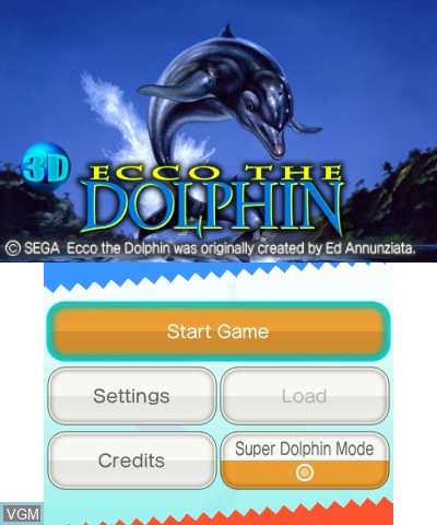 Image de l'ecran titre du jeu 3D Ecco the Dolphin sur Nintendo 3DS