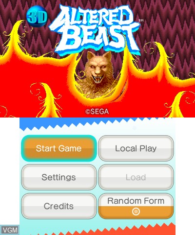 Image de l'ecran titre du jeu 3D Altered Beast sur Nintendo 3DS