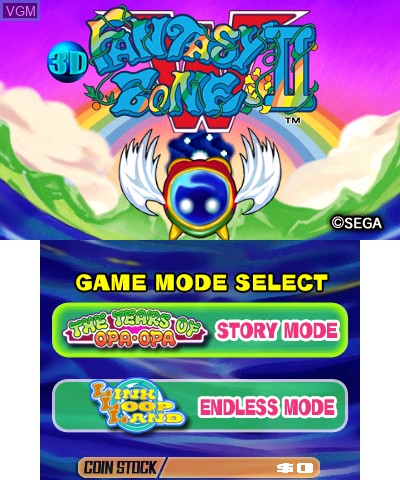 Image de l'ecran titre du jeu 3D Fantasy Zone II W sur Nintendo 3DS