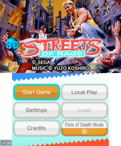 Image de l'ecran titre du jeu 3D Streets of Rage sur Nintendo 3DS