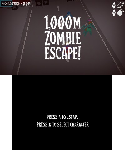 Image de l'ecran titre du jeu 1000m Zombie Escape! sur Nintendo 3DS