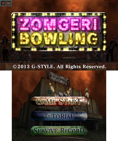 Image de l'ecran titre du jeu Zomgeri Bowling sur Nintendo 3DS