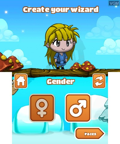 Image du menu du jeu Wizdom sur Nintendo 3DS