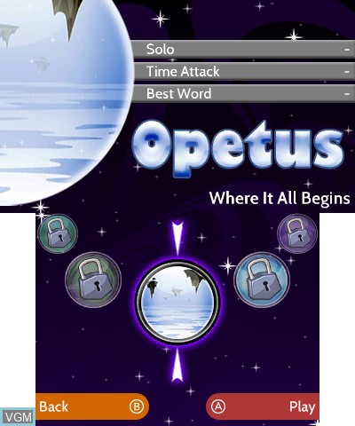Image du menu du jeu Worcle Worlds sur Nintendo 3DS