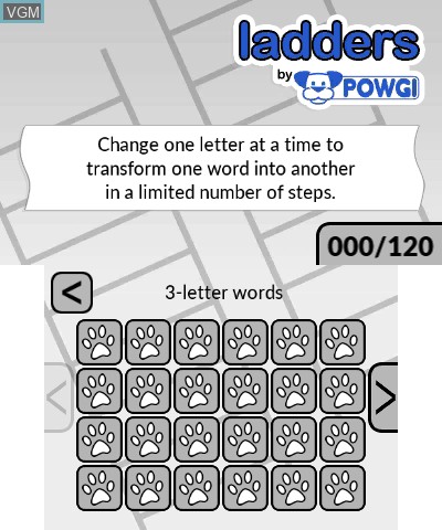 Image du menu du jeu Word Logic by POWGI sur Nintendo 3DS