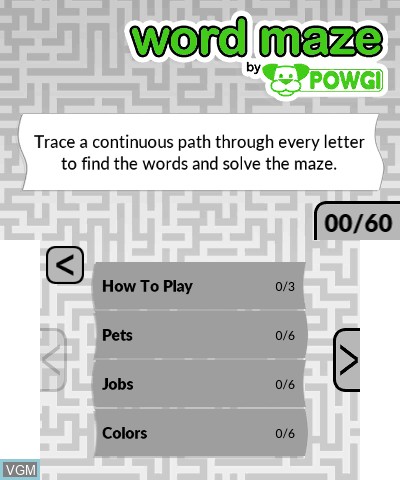Image du menu du jeu Word Puzzles by POWGI sur Nintendo 3DS