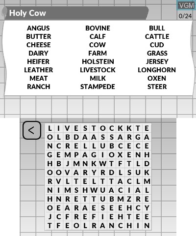Image in-game du jeu Word Search by POWGI sur Nintendo 3DS