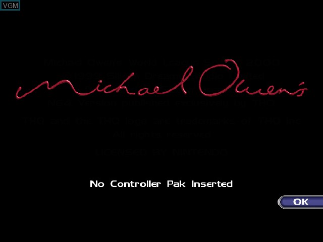 Image de l'ecran titre du jeu Michael Owens WLS 2000 sur Nintendo 64