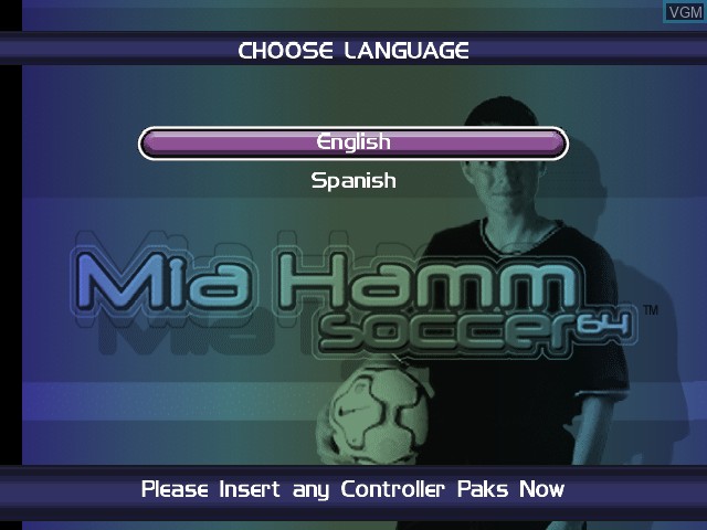 Image de l'ecran titre du jeu Mia Hamm Soccer 64 sur Nintendo 64