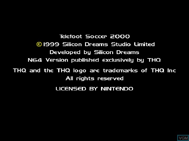 Image de l'ecran titre du jeu Telefoot Soccer 2000 sur Nintendo 64