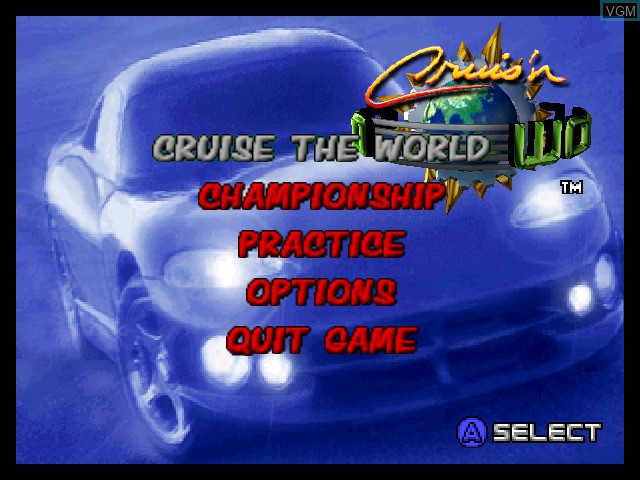 Image du menu du jeu Cruis'n World sur Nintendo 64