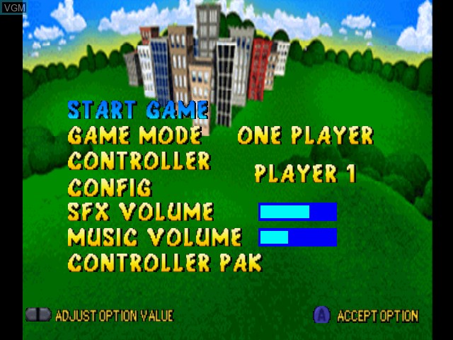 Image du menu du jeu Rampage World Tour sur Nintendo 64