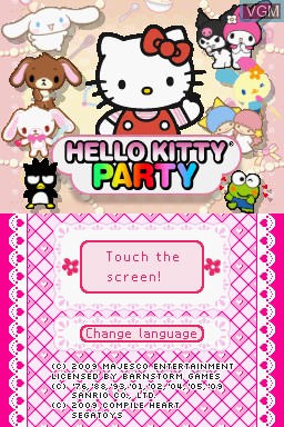 Image de l'ecran titre du jeu Hello Kitty Party sur Nintendo DS