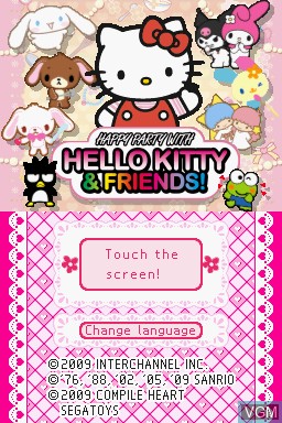 Image de l'ecran titre du jeu Happy Party with Hello Kitty & Friends! sur Nintendo DS