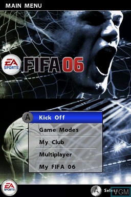 Image du menu du jeu FIFA 06 sur Nintendo DS
